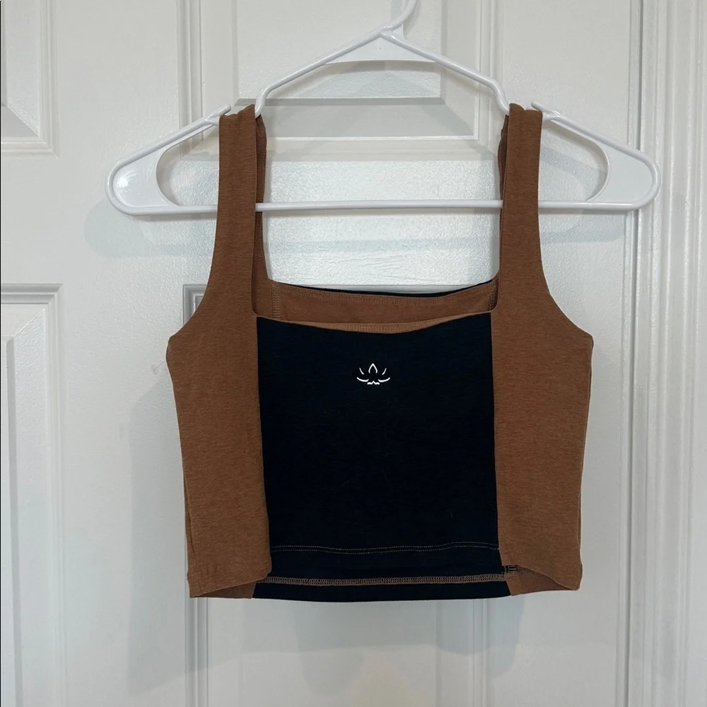 Beyond Yoga Brown/Black Colorblock Women's Crop Athletic Tank Top